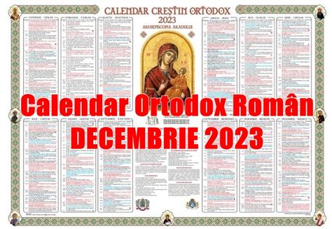 calendar crestin ortodox decembrie 2023